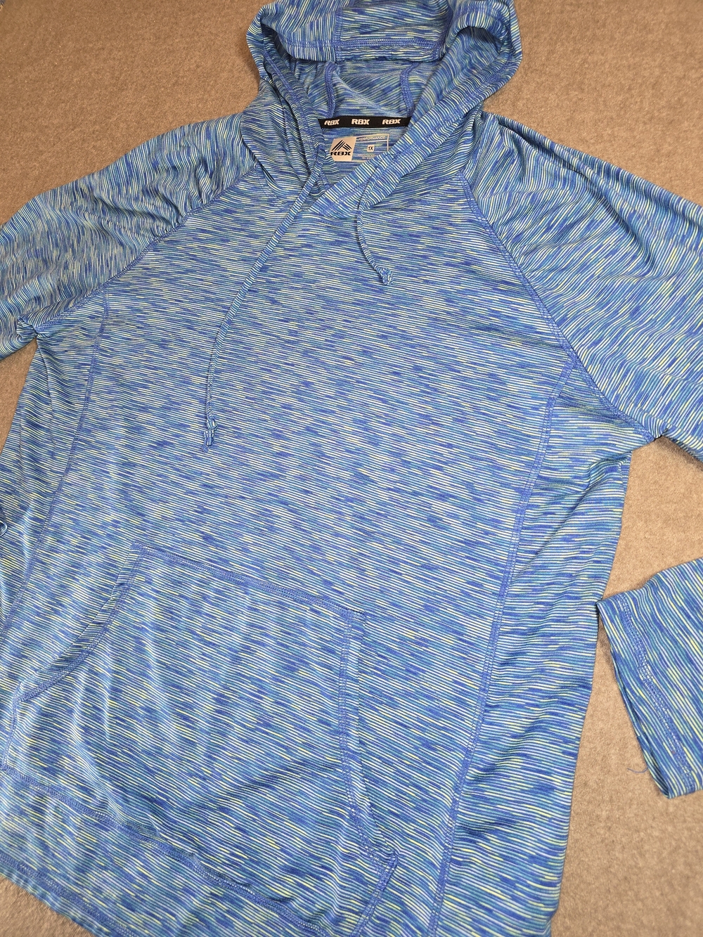 RBX Blue Green Striated Athletic Long Sleeve Womens 1X